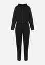 Czarny 2-Częściowy Komplet Dresowy z Krótką Bluzą z Kapturem i Luźnymi Spodniami Avifa