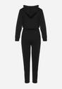 Czarny 2-Częściowy Komplet Dresowy z Krótką Bluzą z Kapturem i Luźnymi Spodniami Avifa