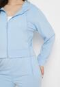 Jasnoniebieski 2-Częściowy Komplet Dresowy z Krótką Bluzą z Kapturem i Luźnymi Spodniami Avifa