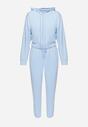 Jasnoniebieski 2-Częściowy Komplet Dresowy z Krótką Bluzą z Kapturem i Luźnymi Spodniami Avifa