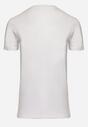 Biały Bawełniany T-shirt z Ozdobnym Nadrukiem Littana