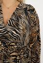 Czarno-Brązowa Sukienka Maxi w Abstrakcyjny Print Wiązana w Pasie Elennora