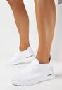 Białe Wsuwane Buty Sportowe z Elastyczną Skarpetkową Cholewką Abragail