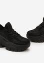 Czarne Sneakersy na Grubej Podeszwie Ozdobione Cyrkoniami Nallua