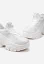 Białe Sneakersy na Grubej Podeszwie Ozdobione Cyrkoniami Nallua