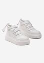 Białe Sneakersy na Platformie za Kostkę z Regulacją na Gumkę Aikola