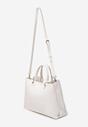Biała Klasyczna Torebka z Imitacji Skóry z Rączką i Paskiem Ziloria