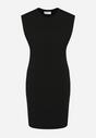 Czarna Sukienka Pudełkowa z Podkreślonymi Ramionami Mimossa