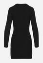 Czarna Asymetryczna Sukienka z Ozdobnym Supełkiem i Drapowaniem Acantha