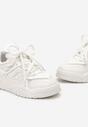 Białe Sneakersy na Grubej Podeszwie z Kolorowymi i Metalicznymi Wstawkami Ecastia