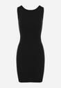 Czarna Mini Sukienka Prążkowana z Krzyżującymi się Ramiączkami na Plecach Banova