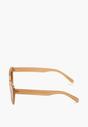 Beżowe Eleganckie Okulary Przeciwsłoneczne Kocie Oczy Lartima