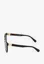 Czarne Okulary Przeciwsłoneczne Kocie Oko z Zausznikami w Paski Erimia