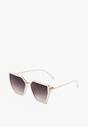 Białe Nowoczesne Okulary Przeciwsłoneczne Kocie Oko z Metalową Wstawką Fottea