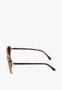 Ciemnobrązowe Nowoczesne Okulary Przeciwsłoneczne Kocie Oko z Metalową Wstawką Fottea