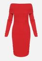 Czerwona Sukienka Midi Hiszpanka z Ozdobnym Drapowaniem Sarielni