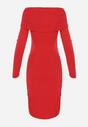 Czerwona Sukienka Midi Hiszpanka z Ozdobnym Drapowaniem Sarielni