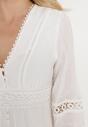 Biała Sukienka Mini z Ażurowymi Wstawkami i Gumką w Talii Raliasa