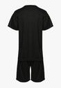Czarna Bawełniana Piżama 2-Częściowa Koszulka z Nadrukiem i Luźne Szorty Tarietha