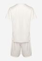 Biała Bawełniana Piżama 2-Częściowa Koszulka z Nadrukiem i Luźne Szorty Tarietha
