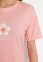 Różowy Kwiatowy Komplet Piżamowy Koszulka z Krótkim Rękawem i Szorty z Gumką Telorian