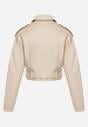Beżowa Kurtka Ramoneska Vintage  o Krótkim Fasonie z Imitacji Skóry Corissande