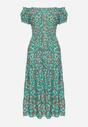 Zielona Bawełniana Sukienka Midi w Kwiatowy Print o Fasonie Hiszpanki Anirpe