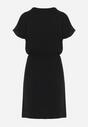 Czarna Sukienka Mini z Krótkim Rękawem Ściągana w Pasie Troczkami Bellisant