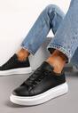 Czarne Sneakersy na Grubej Podeszwie z Okrągłym Noskiem Naubrey
