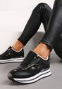 Czarne Sneakersy Ozdobione Brokatem i Metalicznymi Wstawkami Cindema