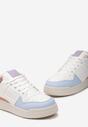 Niebiesko-Białe Sneakersy Przed Kostkę na Płaskiej Podeszwie ze Sznurowaniem Virehana