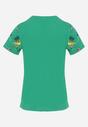 Zielona Klasyczna Koszulka z Bawełny z Ozdobnym Nadrukiem Dinozaurów Ehtnema
