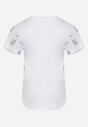 Biała Bawełniana Koszulka T-shirt z Uroczym Kotkiem i Napisem Auriells