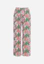 Zielono-Różowe Szerokie Spodnie z Wiskozy w Abstrakcyjny Print z Gumką w Pasie Sumiesa