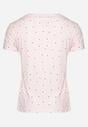 Różowy Bawełniany T-shirt w Ozdobny Print Bellisanta