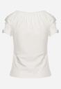 Biały Bawełniany T-shirt z Koronką i Wycięciami na Rękawach Imilalca