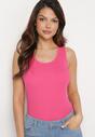 Różowy Bawełniany Top z Koronką na Plecach Leurna