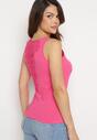 Różowy Bawełniany Top z Koronką na Plecach Leurna