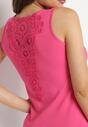 Różowy Bawełniany Top z Koronką na Plecach Leurna