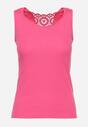 Różowy Bawełniany Top z Koronką na Plecach Leurna