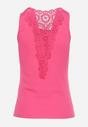 Różowy Bawełniany Top z Koronką na Plecach Leurna