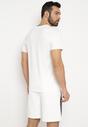 Biały Bawełniany Komplet Dresowy Koszulka z Nadrukiem i Szorty z Kieszeniami Bezbia