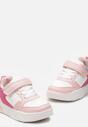 Różowo-Białe Buty Sportowe Sneakersy z Perforacją i Przeszyciami na Rzep Voletisa