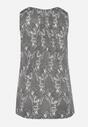 Szara Bluzka Top w Ornamentalny Wzór z Troczkami przy Dekolcie Ariellsa
