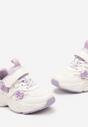 Fioletowo-Białe Buty Sportowe Sneakersy z Aplikacjami w Kształcie Kokardek Delhpin