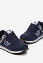 Granatowe Sznurowane Buty Sportowe z Naszywką z Boku Koriala