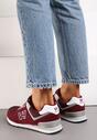 Bordowe Sznurowane Buty Sportowe z Naszywką z Boku Koriala