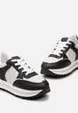 Czarno-Białe Sneakersy na Grubej Podeszwie Ozdobione Brokatem Niretha