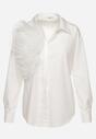 Biała Koszula o Klasycznym Fasonie z Aplikacją z Przeźroczystej Tkaniny Tizza
