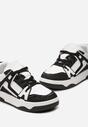 Czarno-Białe Sneakersy z Jeansowymi Wstawkami Asailla